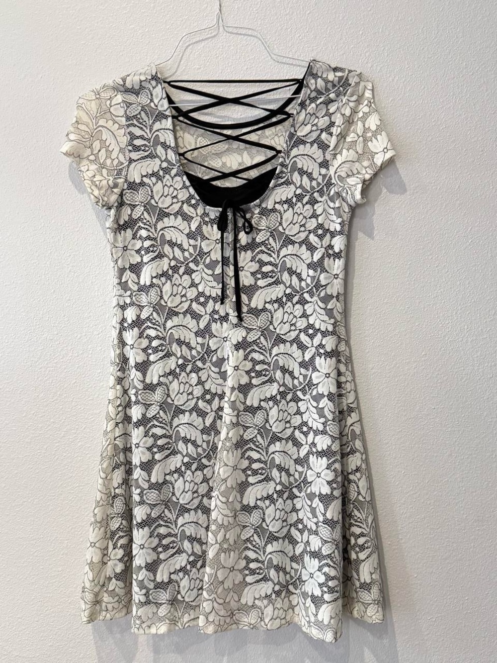 Y2K 2000s baby doll grunge princess lace floral dress with criss cross lace up